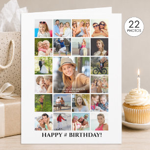 Birthday Photo Collage 22 Pictures Any Age Custom Card