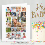 Birthday Photo Collage 22 Pictures Any Age Custom Card<br><div class="desc">Celebrate a BIG birthday for any age birthday with BIG memories on a BIG photo collage greeting card! Personalize with 22 photos (21 on the front cover and 1 on the inside) and your custom text for greetings and well wishes as all text is editable throughout the card front to...</div>