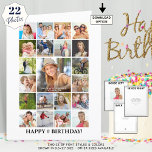 Birthday Photo Collage 22 Pictures Any Age Custom Card<br><div class="desc">Celebrate a BIG birthday for any age birthday with BIG memories on a BIG photo collage greeting card! Personalize with 22 photos (21 on the front cover and 1 on the inside) and your custom text for greetings and well wishes as all text is editable throughout the card front to...</div>