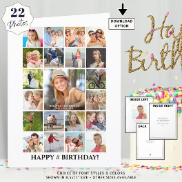Birthday Photo Collage 22 Pictures Any Age Custom Card