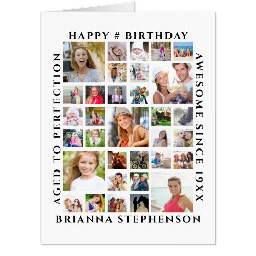 Birthday Photo Collage 35 Pictures Personalized Card