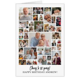 Birthday Photo Collage 45 Photo Grid Card