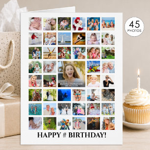 Birthday Photo Collage 45 Pictures Any Age Custom Cards