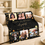 Birthday photo collage black gold best friends fleece blanket<br><div class="desc">A gift from friends for a woman's 21st birthday, celebrating her life with a collage of 6 of your high quality photos of her, her friends, family, interest or pets. Personalize and add her name, age 21 and your names. Golden text. A chic, classic black background color. Her name is...</div>