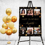 Birthday photo collage black gold best friends foam board<br><div class="desc">For a woman's 21st (or any age) birthday, celebrating her life with a collage of 6 of your high quality photos of her, her friends, family, interest or pets. Personalize and add her name, age 21. Golden text. A chic, classic black background color. Her name is written with a modern...</div>
