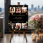 Birthday photo collage black gold best friends foam board<br><div class="desc">A gift from friends for a woman's 21st (or any age) birthday, celebrating her life with a collage of 6 of your high quality photos of her, her friends, family, interest or pets. Personalize and add her name, age 21 and your names. Golden text. A chic, classic black background color....</div>