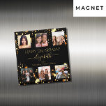 Birthday photo collage black gold best friends magnet<br><div class="desc">For a woman's 21st (or any age) birthday, celebrating her life with a collage of 6 of your high quality photos of her, her friends, family, interest or pets. Personalize and add her name, age 21 and your names. Golden text. A chic, classic black background color. Her name is written...</div>