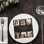 Birthday photo collage black gold best friends napkins<br><div class="desc">For a woman's 21st (or any age) birthday, celebrating her life with a collage of 6 of your high quality photos of her, her friends, family, interest or pets. Personalize and add her name, age 21 and your names. Golden text. A chic, classic black background color. Her name is written...</div>