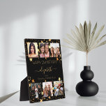 Birthday photo collage black gold best friends plaque<br><div class="desc">A gift from friends for a woman's 21st birthday, celebrating her life with a collage of 6 of your high quality photos of her, her friends, family, interest or pets. Personalize and add her name, age 21 and your names. Golden text. A chic, classic black background color. Her name is...</div>