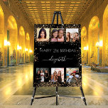 Birthday photo collage black gold glitter friends foam board<br><div class="desc">For a woman's 21st (or any age) birthday, celebrating her life with a collage of 6 of your high quality photos of her, her friends, family, interest or pets. Personalize and add her name, age 21. A classic black background, decorated with faux gold glitter dust. Her name is written with...</div>