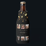 Birthday photo collage black gold stars friends bottle cooler<br><div class="desc">A gift from friends for a woman's 21st birthday, celebrating her life with a collage of 6 of your high quality photos of her, her friends, family, interest or pets. Personalize and add her name, age 21 and your names. Light yellow text. A chic, classic black background color. Her name...</div>