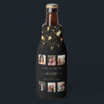 Birthday photo collage black gold stars friends bottle cooler<br><div class="desc">A gift from friends for a woman's 21st birthday, celebrating her life with a collage of 6 of your high quality photos of her, her friends, family, interest or pets. Personalize and add her name, age 21 and your names. Light yellow text. A chic, classic black background color. Her name...</div>