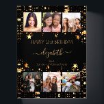 Birthday photo collage black gold stars friends paperweight<br><div class="desc">A gift from friends for a woman's 21st birthday, celebrating her life with a collage of 6 of your high quality photos of her, her friends, family, interest or pets. Personalize and add her name, age 21 and your names. Golden text. A chic, classic black background color. Her name is...</div>