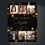 Birthday photo collage black gold stars friends paperweight<br><div class="desc">A gift from friends for a woman's 21st birthday, celebrating her life with a collage of 6 of your high quality photos of her, her friends, family, interest or pets. Personalize and add her name, age 21 and your names. Golden text. A chic, classic black background color. Her name is...</div>