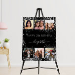 Birthday photo collage black silver glitter BFF Foam Board<br><div class="desc">For a woman's 21st (or any age) birthday, celebrating her life with a collage of 6 of your high quality photos of her, her friends, family, interest or pets. Personalize and add her name, age 21. A classic black background, decorated with faux silver glitter dust. Her name is written with...</div>