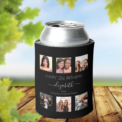Birthday photo collage black white best friends can cooler