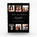 Birthday photo collage black white friends acrylic award<br><div class="desc">A gift from friends for a woman's 21st birthday, celebrating her life with a collage of 6 of your high quality photos of her, her friends, family, interest or pets. Personalize and add her name, age 21 and your names. White text. A chic, classic black background color. Her name is...</div>