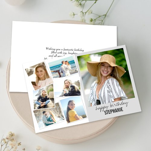Birthday Photo Collage Custom Greeting Card