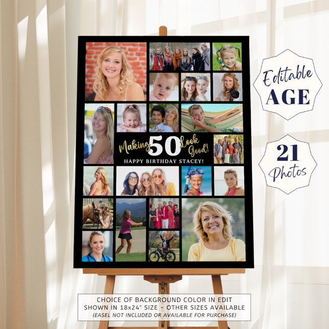 Birthday Photo Collage Making AGE Look Good 21 Pic Foam Board (Creator Uploaded)