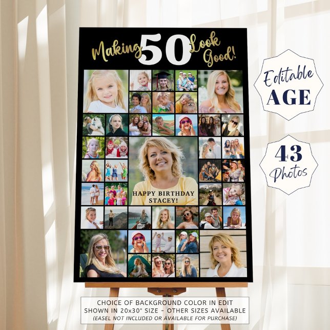 Birthday Photo Collage Making AGE Look Good 43 Pic Foam Board (Creator Uploaded)