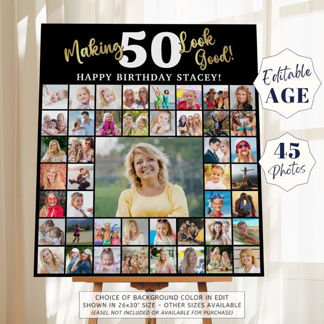 Birthday Photo Collage Making AGE Look Good 45 Pic Foam Board (Creator Uploaded)