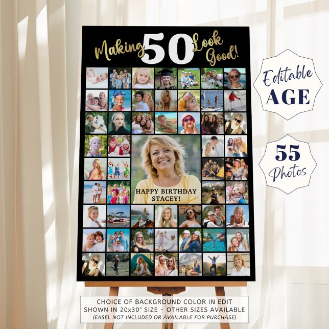 Birthday Photo Collage Making AGE Look Good 55 Pic Foam Board (Creator Uploaded)
