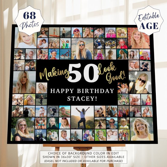 Birthday Photo Collage Making AGE Look Good 68 Pic Foam Board (Creator Uploaded)