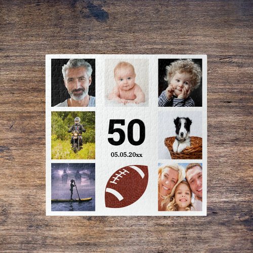 Birthday photo collage man guy white jigsaw puzzle