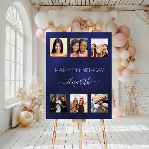 Birthday photo collage navy blue BFF Foam Board