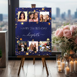Birthday photo collage navy blue gold stars foam board<br><div class="desc">For a woman's 21st (or any age) birthday, celebrating her life with a collage of 6 of your high quality photos of her, her friends, family, interest or pets. Personalize and add her name, age 21. A classic navy blue background. The blue color is uneven. Decorated with golden stars. Her...</div>