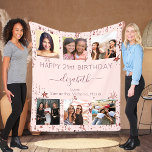 Birthday photo collage rose gold best friends fleece blanket<br><div class="desc">A gift from friends for a woman's 21st (or any age) birthday, celebrating her life with a collage of 6 of your high quality photos of her, her friends, family, interest or pets. Personalize and add her name, age 21 and your names. Dark rose gold text. A chic, feminine rose...</div>