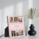 Birthday photo collage rose gold best friends plaque<br><div class="desc">A gift from friends for a woman's 21st (or any age) birthday, celebrating her life with a collage of 6 of your high quality photos of her, her friends, family, interest or pets. Personalize and add her name, age 21 and your names. A stylish, feminine rose gold background. Decorated with...</div>
