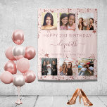 Birthday photo collage rose gold best friends tapestry<br><div class="desc">A gift from friends for a woman's 21st (or any age) birthday, celebrating her life with a collage of 6 of your high quality photos of her, her friends, family, interest or pets. Personalize and add her name, age 21 and your names. Dark rose gold text. A girly and feminine...</div>