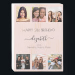 Birthday photo collage rose gold best friends wooden box sign<br><div class="desc">A gift from friends for a woman's 21st birthday, celebrating her life with a collage of 6 of your high quality photos of her, her friends, family, interest or pets. Personalize and add her name, age 21 and your names. Black text. A girly and feminine rose gold, blush pink background...</div>