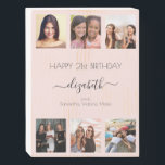 Birthday photo collage rose gold best friends wooden box sign<br><div class="desc">A gift from friends for a woman's 21st birthday, celebrating her life with a collage of 6 of your high quality photos of her, her friends, family, interest or pets. Personalize and add her name, age 21 and your names. Black text. A girly and feminine rose gold, blush pink background...</div>