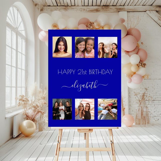 Birthday photo collage royal blue BFF Foam Board (Creator Uploaded)