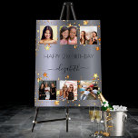 Birthday photo collage silver gold best friends foam board<br><div class="desc">For a woman's 21st (or any age) birthday, celebrating her life with a collage of 6 of your high quality photos of her, her friends, family, interest or pets. Personalize and add her name, age 21. A faux silver metallic looking background. Her name is written with a modern hand lettered...</div>