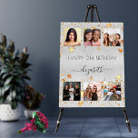 Birthday photo collage silver gold best friends foam board<br><div class="desc">For a woman's 21st (or any age) birthday, celebrating her life with a collage of 6 of your high quality photos of her, her friends, family, interest or pets. Personalize and add her name, age 21. A faux silver metallic looking background. Her name is written with a modern hand lettered...</div>