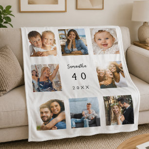 Birthday photo collage unique fleece blanket