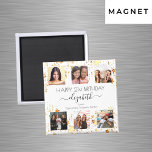 Birthday photo collage white gold best friends magnet<br><div class="desc">For a woman's 21st (or any age) birthday, celebrating her life with a collage of 6 of your high quality photos of her, her friends, family, interest or pets. Personalize and add her name, age 21 and your names. Black text. A chic white background color. Her name is written with...</div>