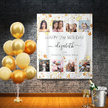 Birthday photo collage white gold best friends tapestry<br><div class="desc">A gift from friends for a woman's 21st (or any age) birthday, celebrating her life with a collage of 8 of your high quality photos of her, her friends, family, interest or pets. Personalize and add her name, age 21 and your names. Black text. A chic, classic white background color....</div>