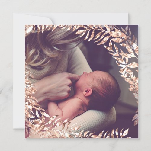 Birthday Photo Floral Pink Rose Gold Royal White Invitation