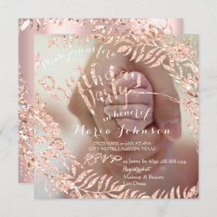 Birthday Photo Framed Rose Pink Gold Royal Invitation