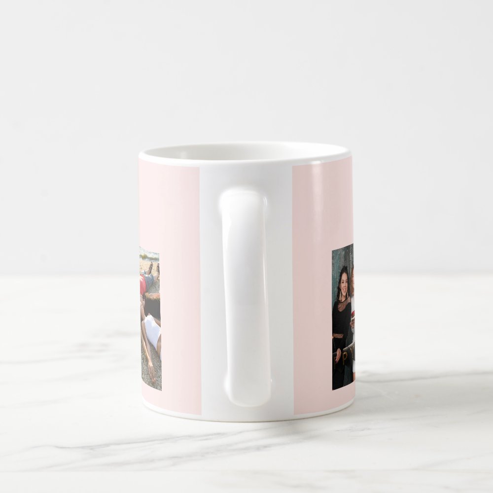 Birthday photo friend blush pink name Custom Photo Coffee Mug