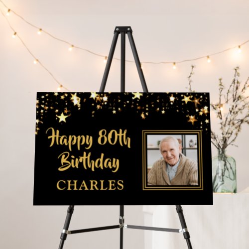 Birthday Photo Gold Stars Personalized Your Color Foam Board
