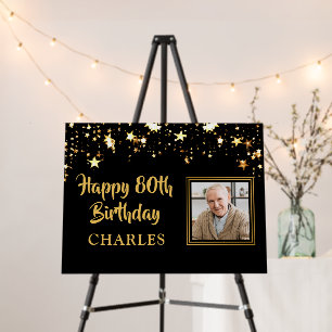 Birthday Photo Gold Stars Personalized Your Color Foam Board