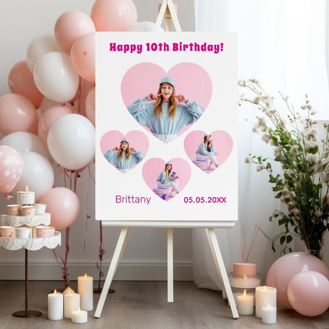 Birthday photo heart collage girl welcome foam board (Creator Uploaded)