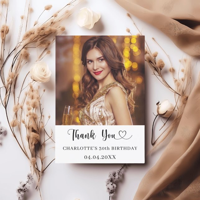 Birthday photo heart  thank you card (Creator Uploaded)