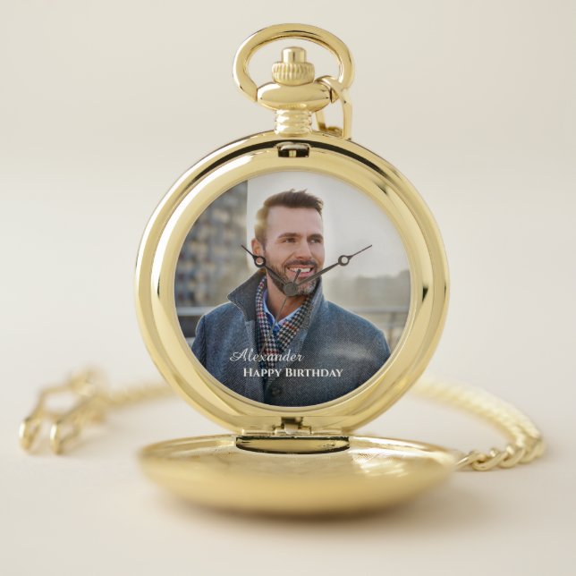 Birthday Photo Keepsake Custom Pocket Watch (Inside)