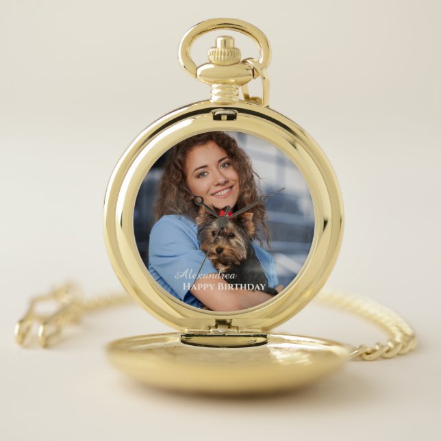 Birthday Photo Keepsake Custom Pocket Watch (Inside)